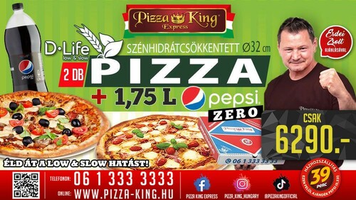 Pizza King 3 - 2 db 32cm D-life pizza 1,75l pepsivel - Szuper ajánlat - Online rendelés